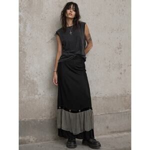 Vintage 90's Satin Maxi Skirt Fairy Grunge Whimsygoth L Mesh Velvet Cottagegore